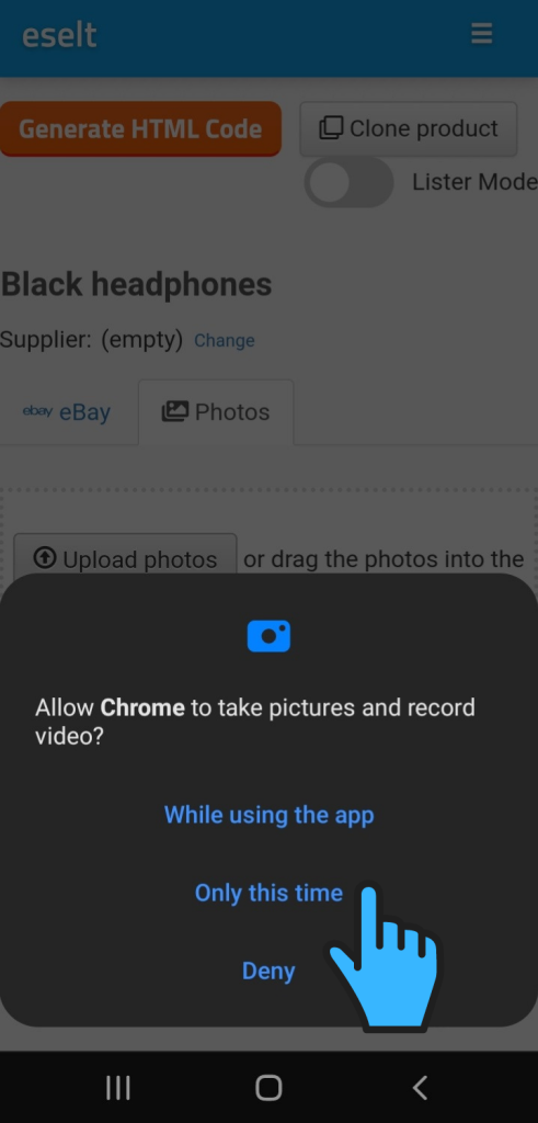 Take photo for eBay-templates with a smartphone