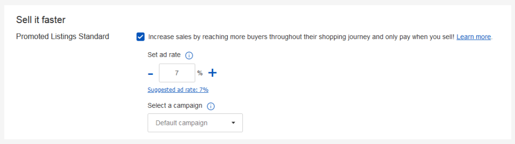 eBay promoted listings standard