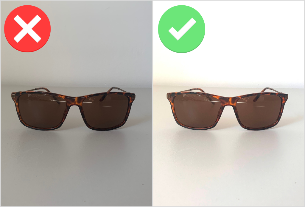 Men's brown sunglasses on a grey and on a white background comparison